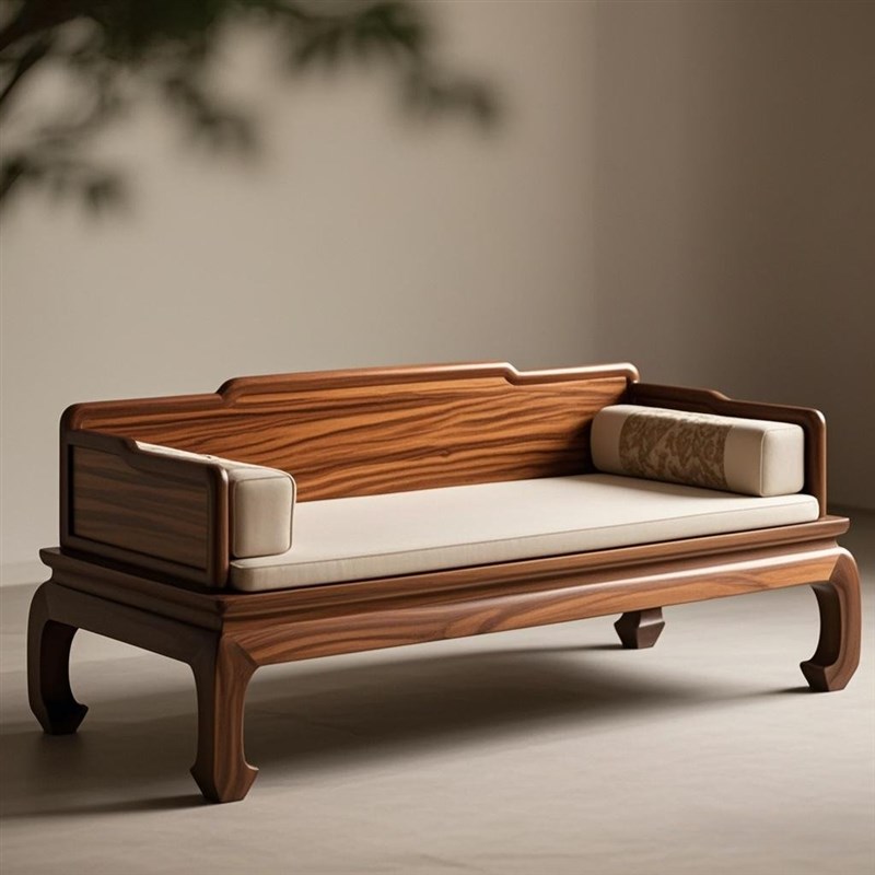 中古风罗汉床新款k宋式美学两用贵妃沙发床踏躺小户型实木中式定