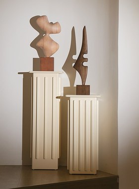 戊际法式白色底座实木艺u术雕塑摆件装饰柱墩子玄关罗马柱雕塑台