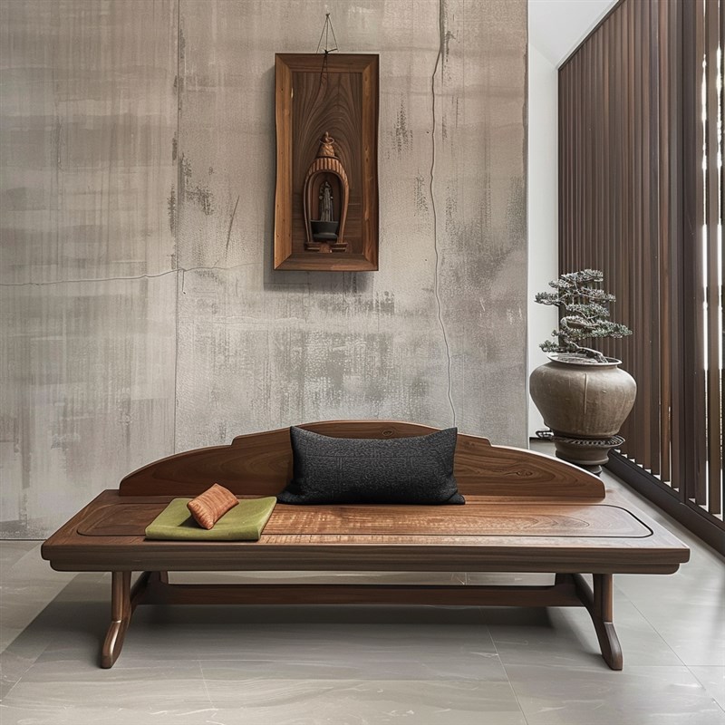 现代新中式黑胡桃白蜡木罗汉床禅意家G用会所酒店民宿办公室家具