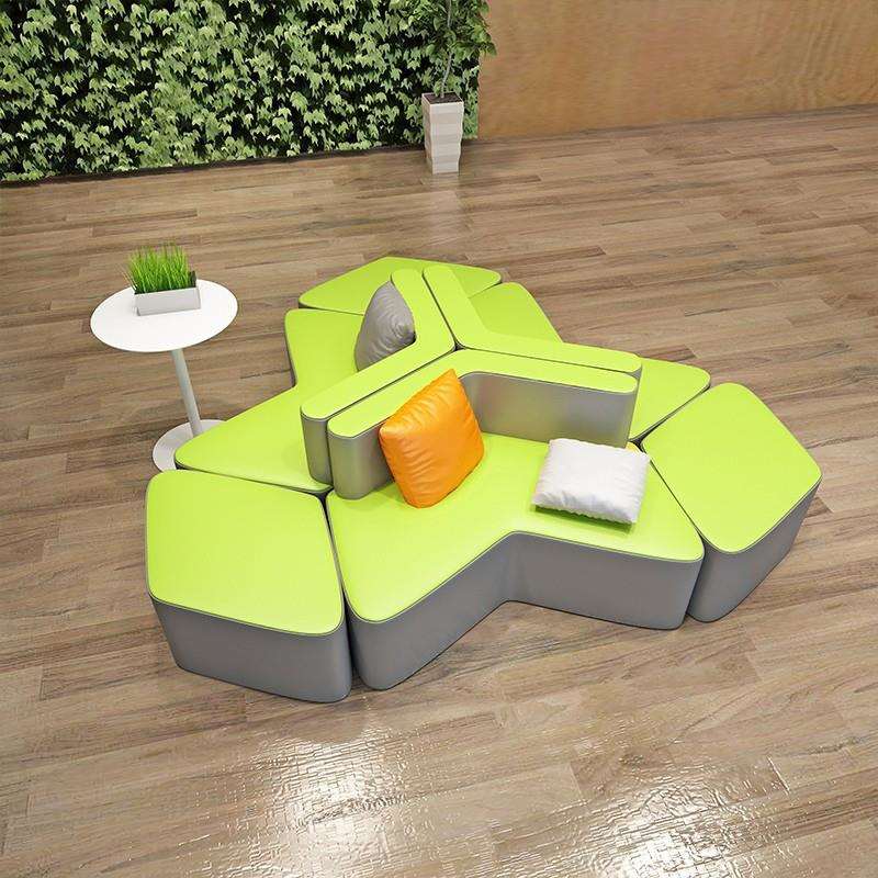 简约现代办公室创意洽谈工作室商务接待会客区休闲布艺沙发凳组合