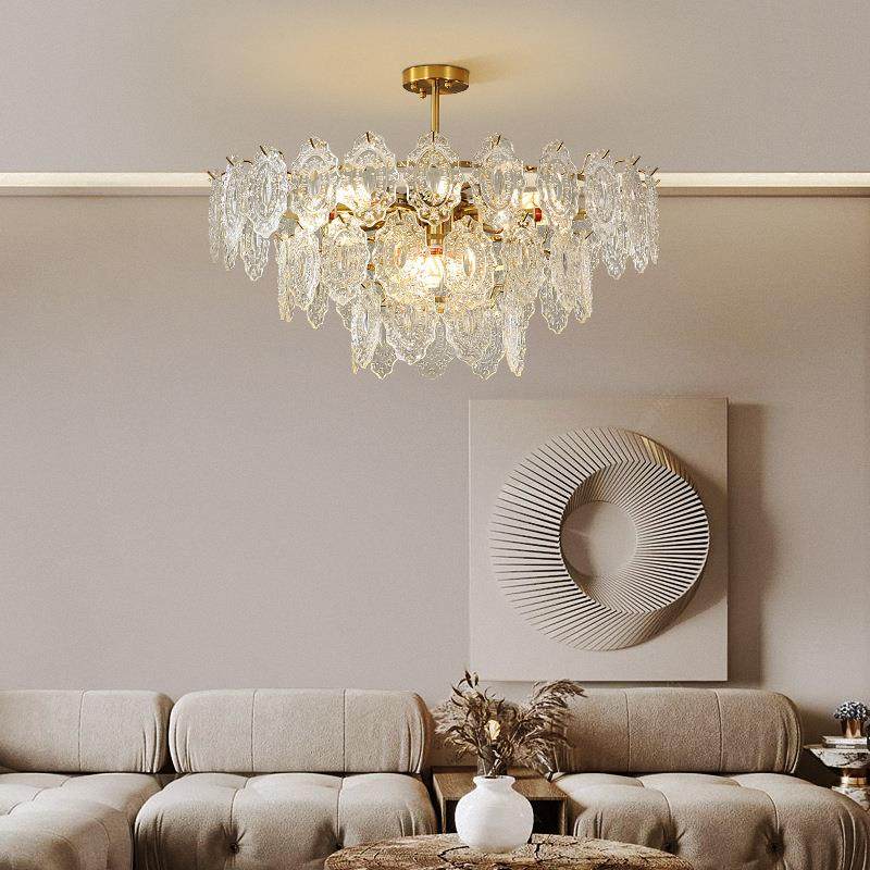 法式吊灯2022年新款轻奢羽毛玻璃家用卧室客厅房间卧室LED吸顶灯