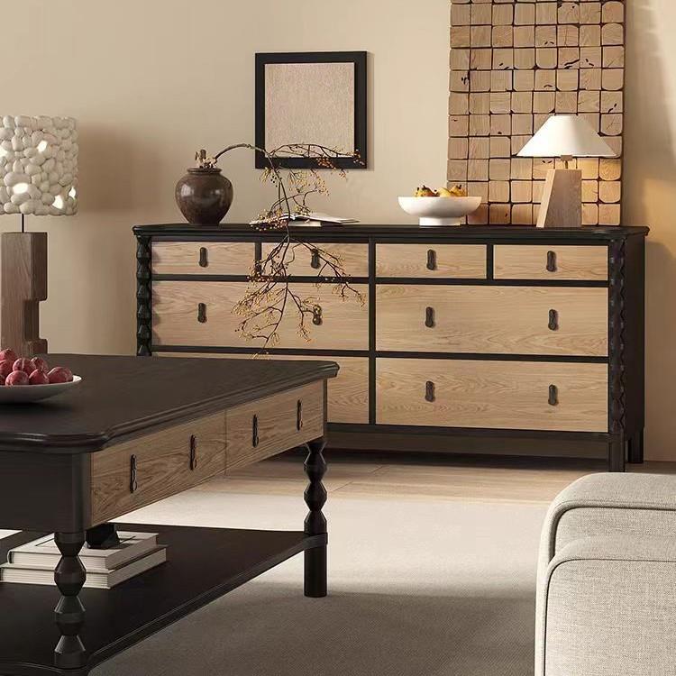 北欧实木斗柜卧室落地整装复古轻奢五六斗柜抽屉收纳储物柜玄关柜