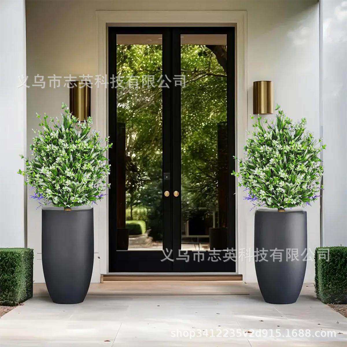 跨境新品蕨叶四叶草盆栽地插人造假花户外庭院阳台装饰仿真绿植