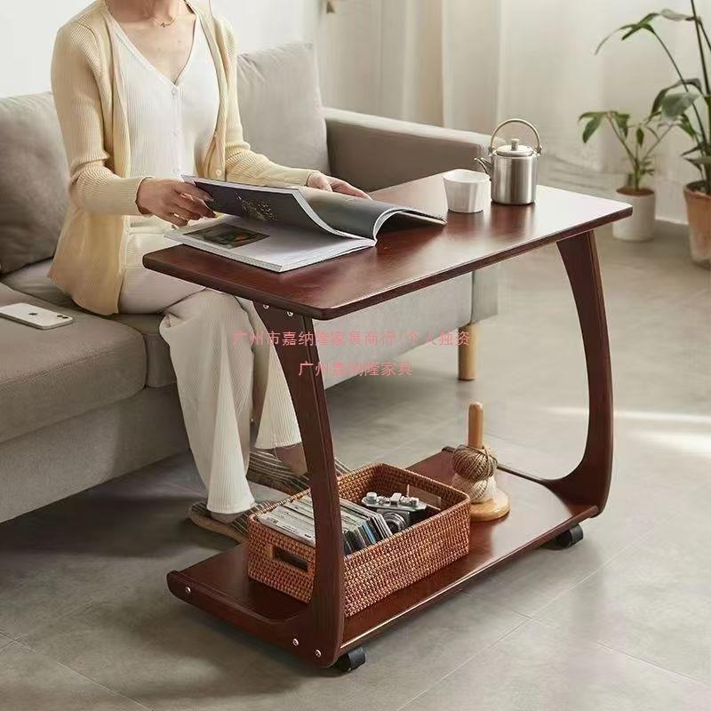 实木沙发边几柜可移动桌子带轮迷你茶几客厅小户型家用方角几茶台