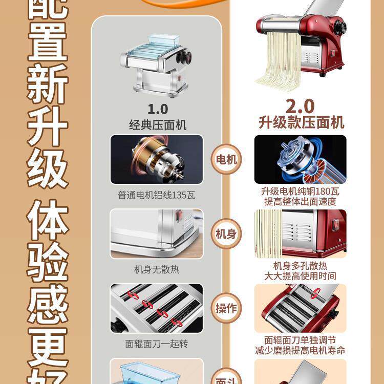 家用多功能饺子皮机擀面俊厨商用擀电动压面机机全自动面条机小型
