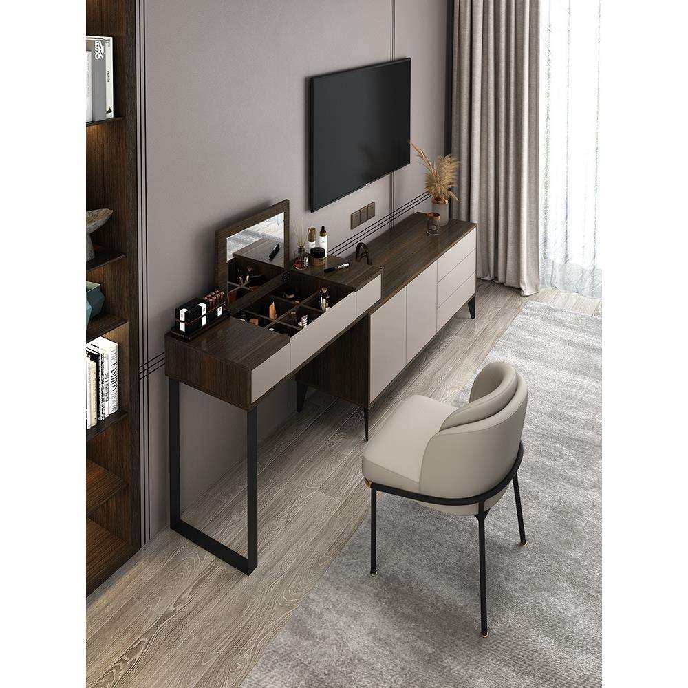 意式卧室电视柜梳妆台组合一体主卧高柜房间收纳床尾柜多功能书桌