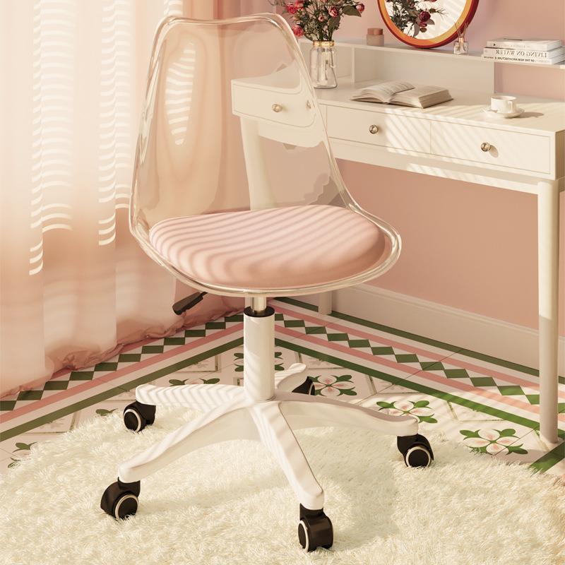 化妆椅家用女生卧室透明椅子靠背轻奢现代简约美甲梳妆台凳子