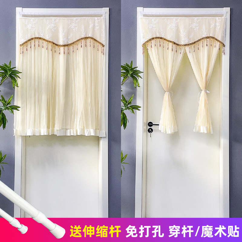 纯色半帘门帘遮挡隐私短帘卧室玄关阳台J隔断半帘小窗帘订制免打