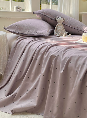 北欧紫色床单单件纯棉100全棉宿舍学生单双人被单床笠枕套2三件套