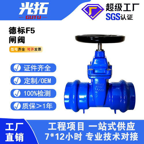 铸铁软密封闸阀 GGG50球墨德标承口闸阀CZ45X 弹性密封可定制