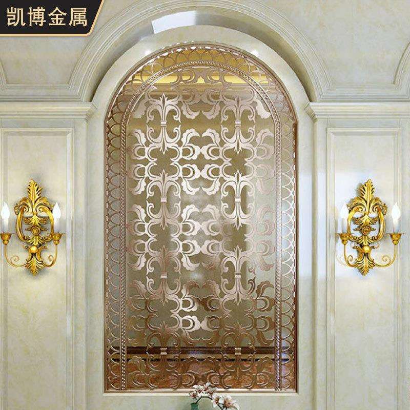 简约玄关室内客厅镂空屏风隔断 简约酒店办公室雕花铝合金屏风