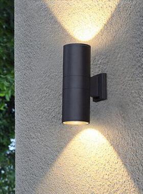 led户外壁灯防雨上下照射灯室外外围墙走廊过道民宿双头壁灯黑色