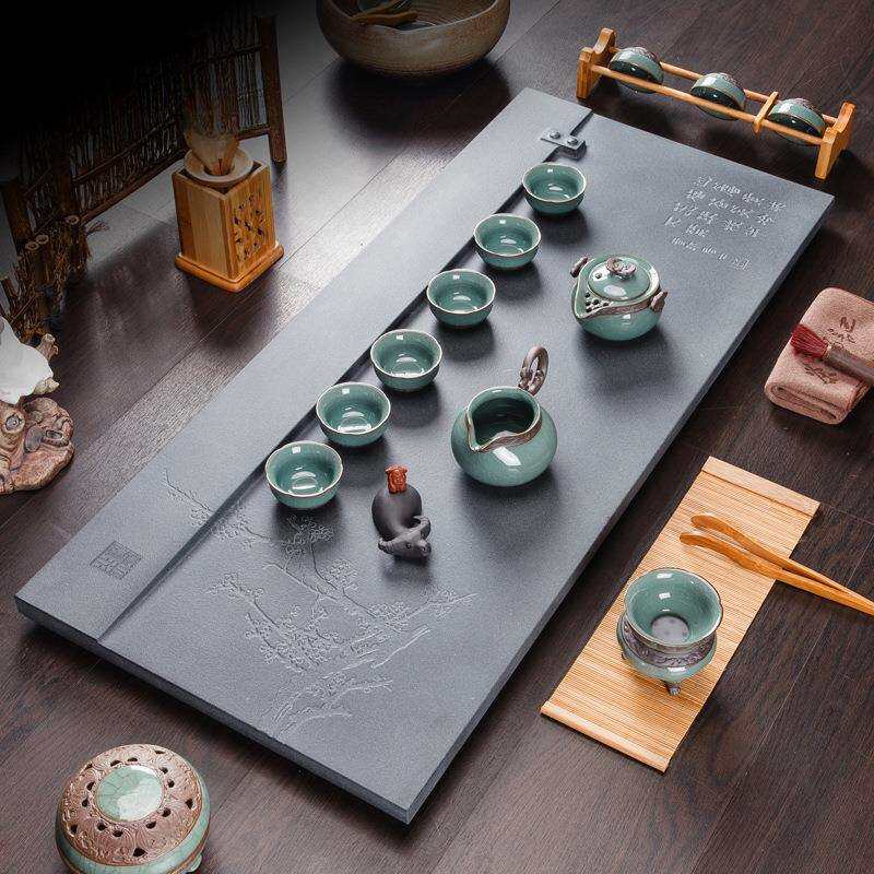 茶盘家用2026新款天然乌金石整块原石现代轻奢简约办公大茶台