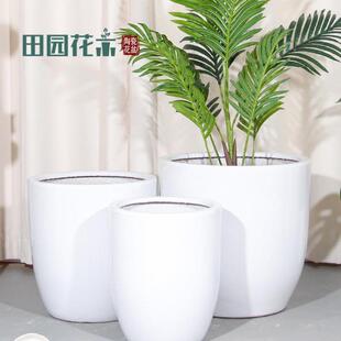 陶瓷花盆家用客厅特大号纯白色大口径发财树金钱树绿植大花瓶