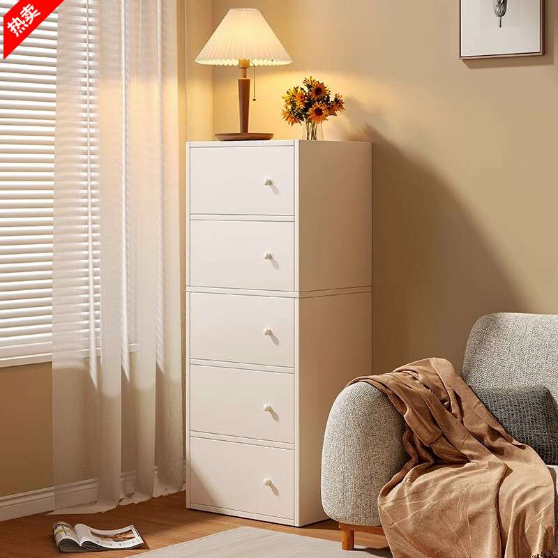 A8L实木芯五斗柜收纳柜卧室置物柜窄小立柜储物柜客厅靠墙落地床