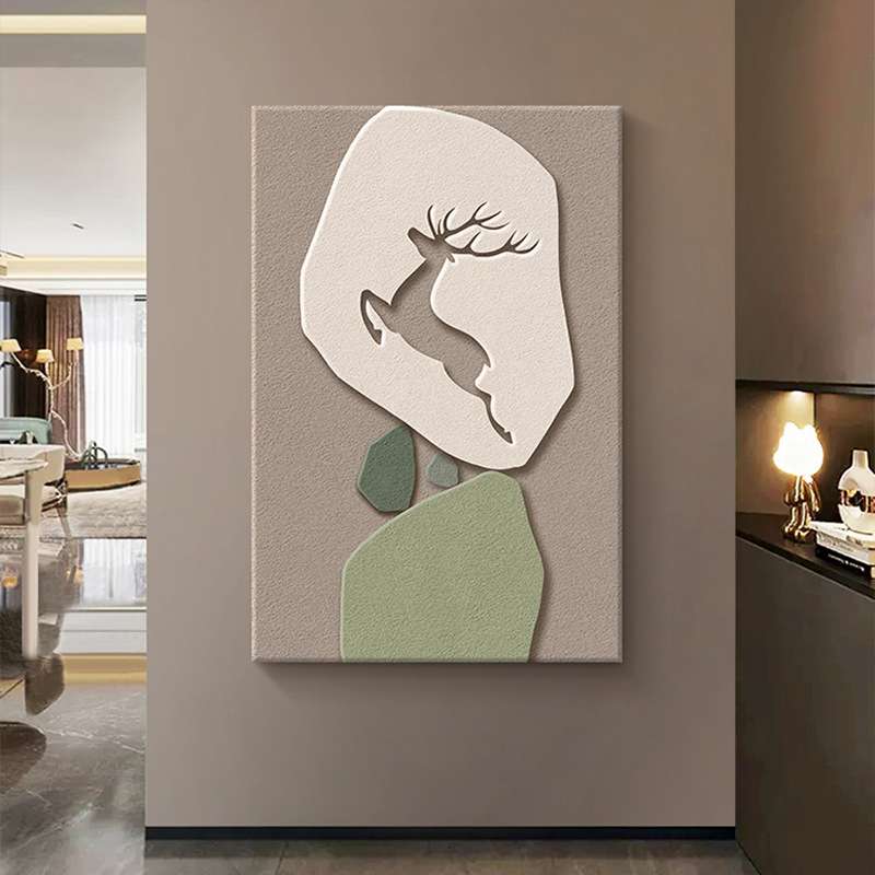砂岩画现代轻奢入户玄关装饰画砂岩立体板画高级客厅走廊背景壁画图片