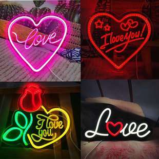 爱心LOVE霓虹灯led you字母装 neon love 饰氛围灯 sign造型I 新款