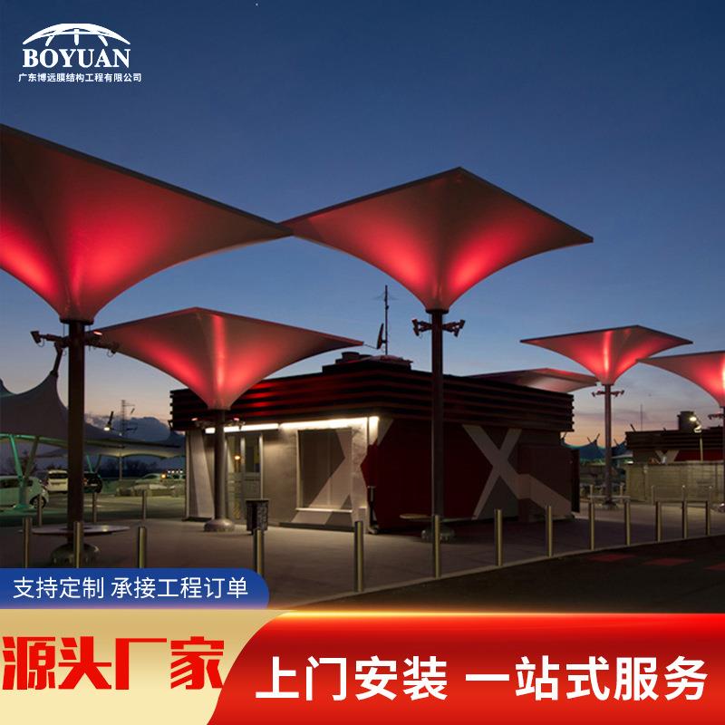 户外景区商业广场体育场馆彩色异型膜结构钢结构张拉膜遮阳雨棚膜