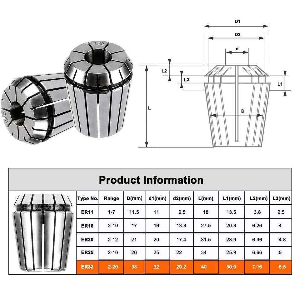 弹簧夹头套装 CNC 雕刻机和铣削车床工具木工雕刻夹头ER11 -15pcs