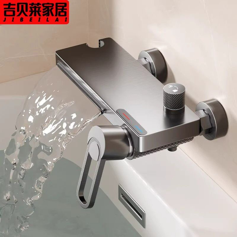 浴缸专用水龙头瀑布全铜墙出冷热淋浴花洒套装家用混水阀缸边龙头