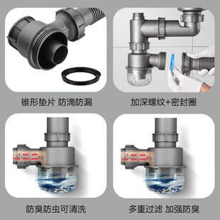 器厨房单槽箭牌套装下水道双槽排水管洗菜盆下水管配件水槽下水