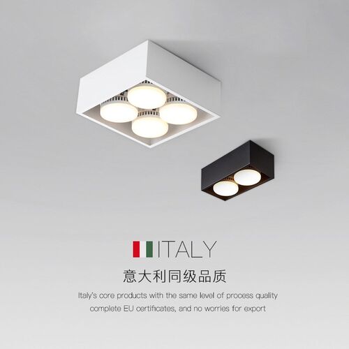 明装筒灯方形客i厅无主灯照明盒子灯斗胆灯格栅灯过道玄关吸顶射