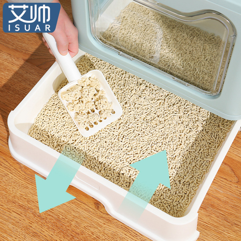 现货抽屉式顶入式猫砂盆全封闭防外溅防臭特超大号猫沙盆厕所猫咪