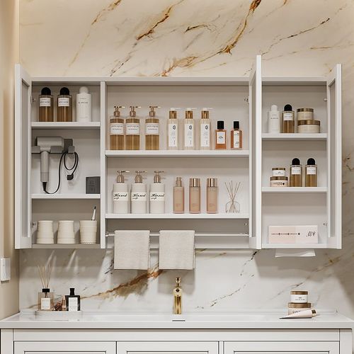 浴室镜柜智能单独收纳一体柜带插座沥H水架毛巾杆卫生间挂墙置物