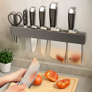 免打孔家用单独放纯刀架收纳 厨房专用刀架置物架304不w锈钢壁挂式