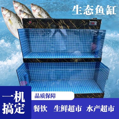 鱼池移动鱼缸海鲜缸贝类池饭店专用鱼缸海鲜池商用制冷机一体超市