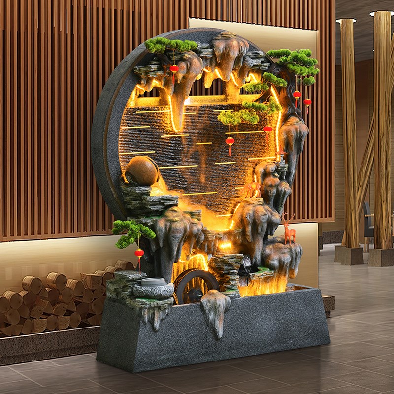 假山流水喷泉客厅水幕墙摆件循环水屏风阳台花园装饰庭院鱼池造景