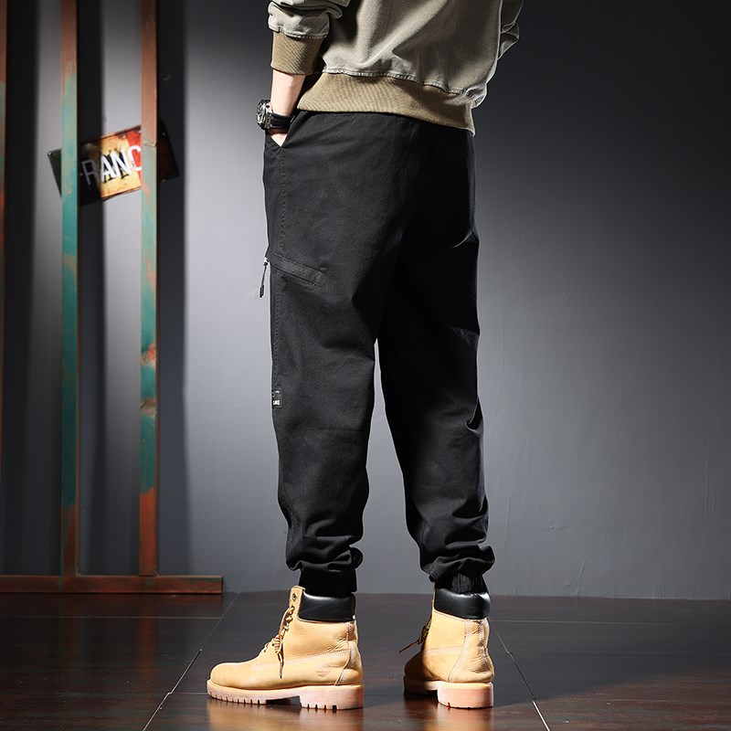 加绒加厚工装裤男大码弹力宽松束脚军绿机车户外胖子加肥加大男裤