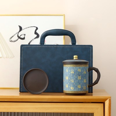 紫砂泡茶杯茶水分离大容量水杯家用男士办公杯带盖杯子个人专用