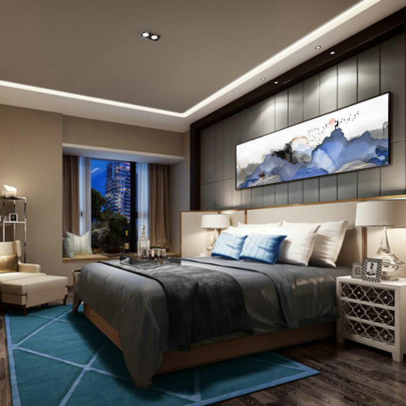 房间壁画抽象金色山客厅酒店挂画卧室背景墙装饰横幅装饰画床头画