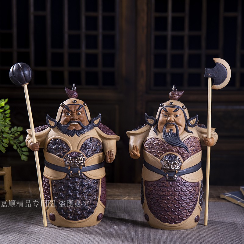 新款石湾公仔 手工陶瓷雕塑摆件工艺品家居饰品礼品 哼.哈二将门