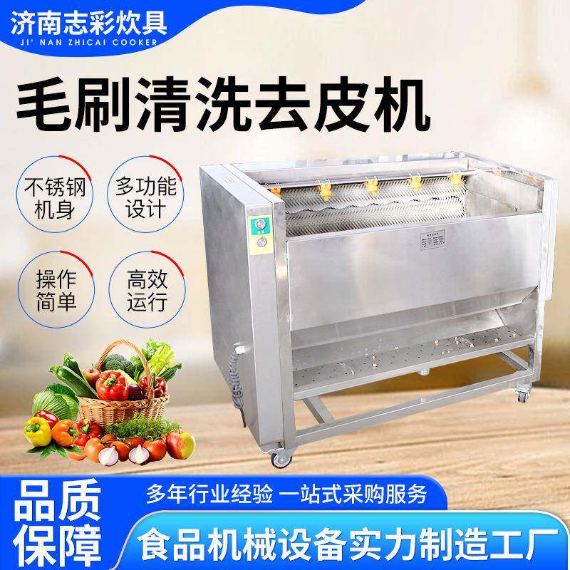 商用洗菜机果蔬清洗去皮机喷淋瓜果设备多功能全自动毛刷清洗机