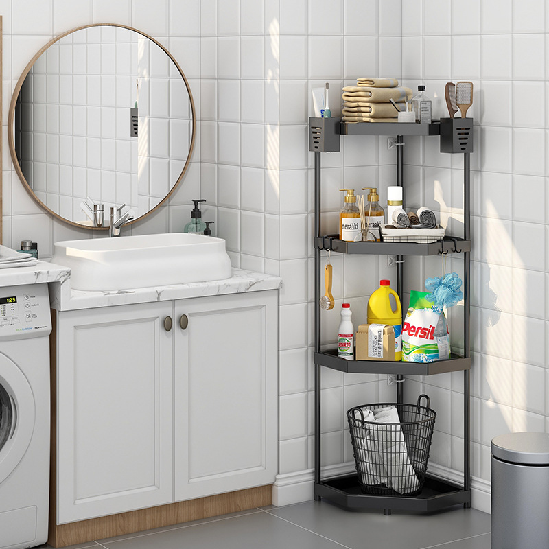 浴室置物架卫生间厕所洗漱洗手间不锈钢收纳架子多层三角架落地式