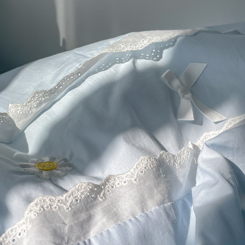 贩卖温柔少女心全棉水洗棉四件套被套床裙床上用品1.5/1.8米