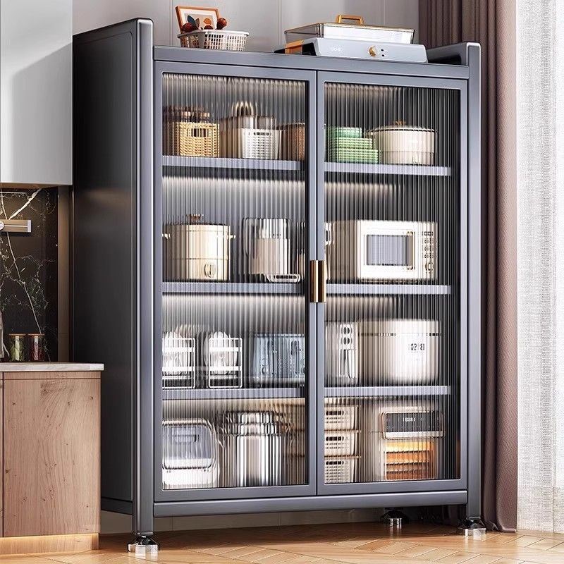 家用双开门储物柜厨房橱s柜对开防尘带门收纳柜加高落地置物架货