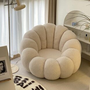 可爱网红小户型卧室羊羔绒榻榻米睡可躺阳台休闲椅南瓜懒人沙发可