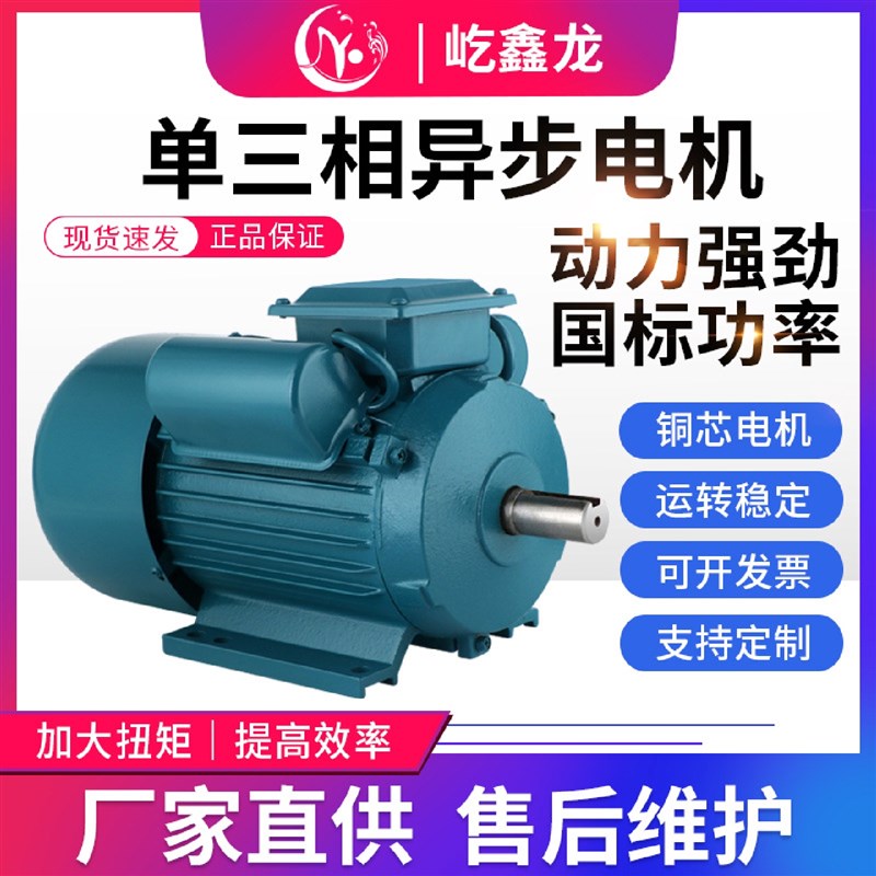 YL112M系列220v单相异步电x动机国标全铜3KW/4KW双电容电机高效能