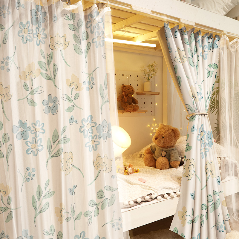 加厚强遮光床帘大学生寝q室上铺宿舍上下铺遮挡帘支架纱帘子窗帘c