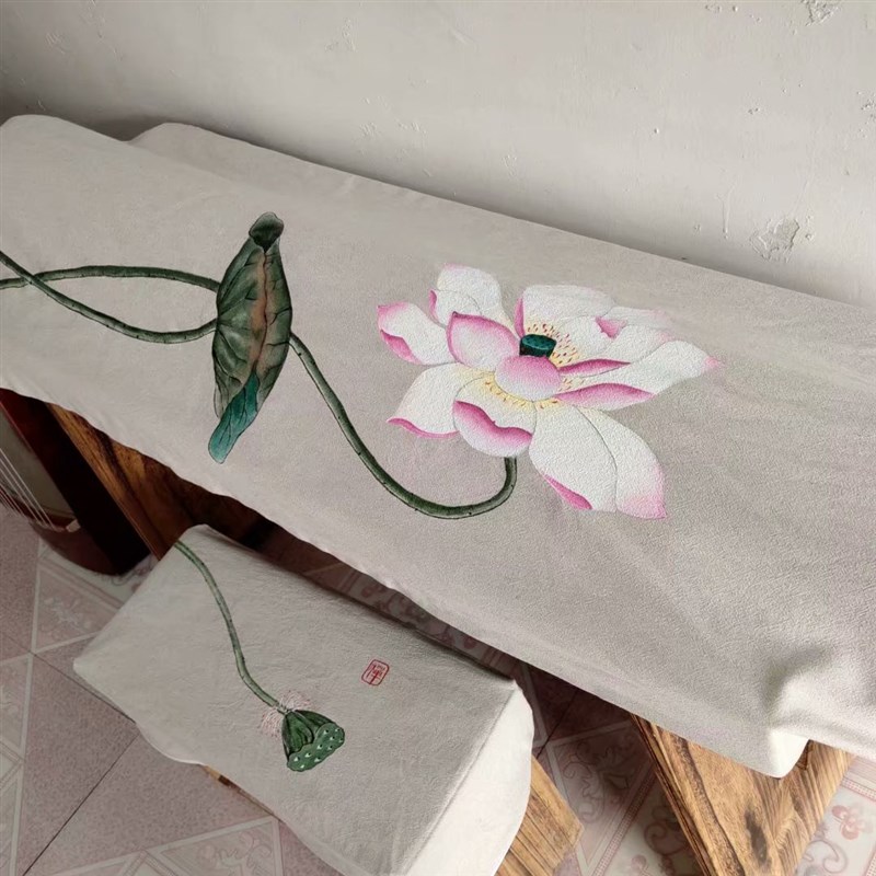 古琴罩纯手绘原创古风包邮古琴布防尘罩古琴N盖布加厚双层棉麻雅