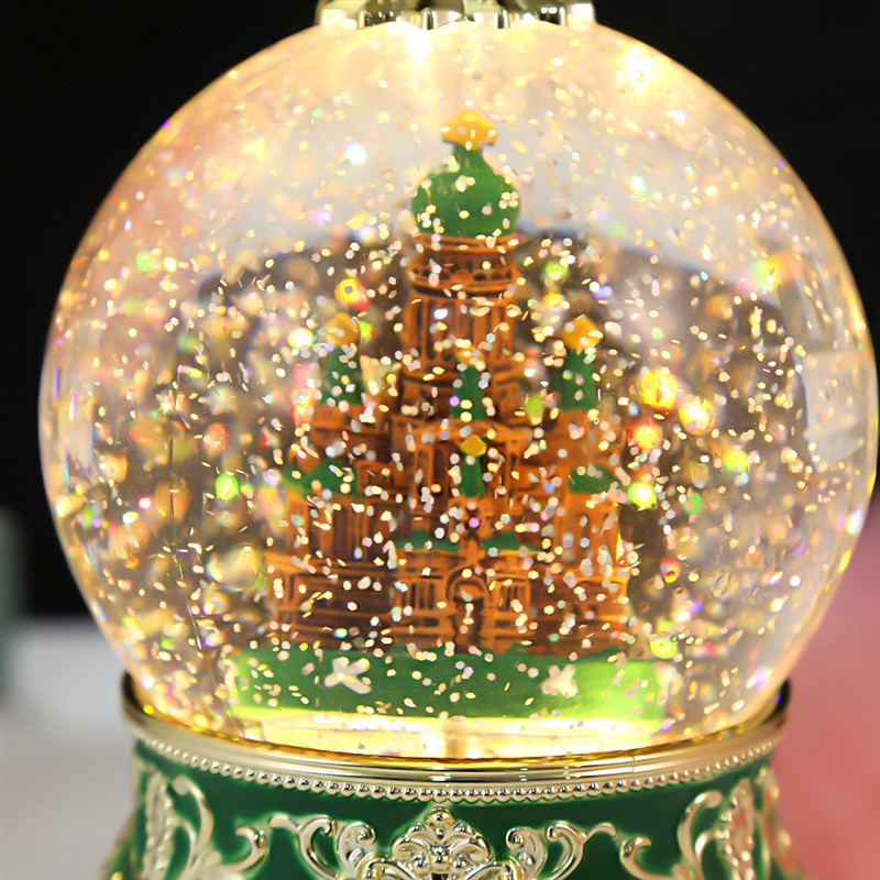 梦幻花底圆球飘雪音乐盒氛围装饰B品水晶球家居桌面小夜灯装饰摆
