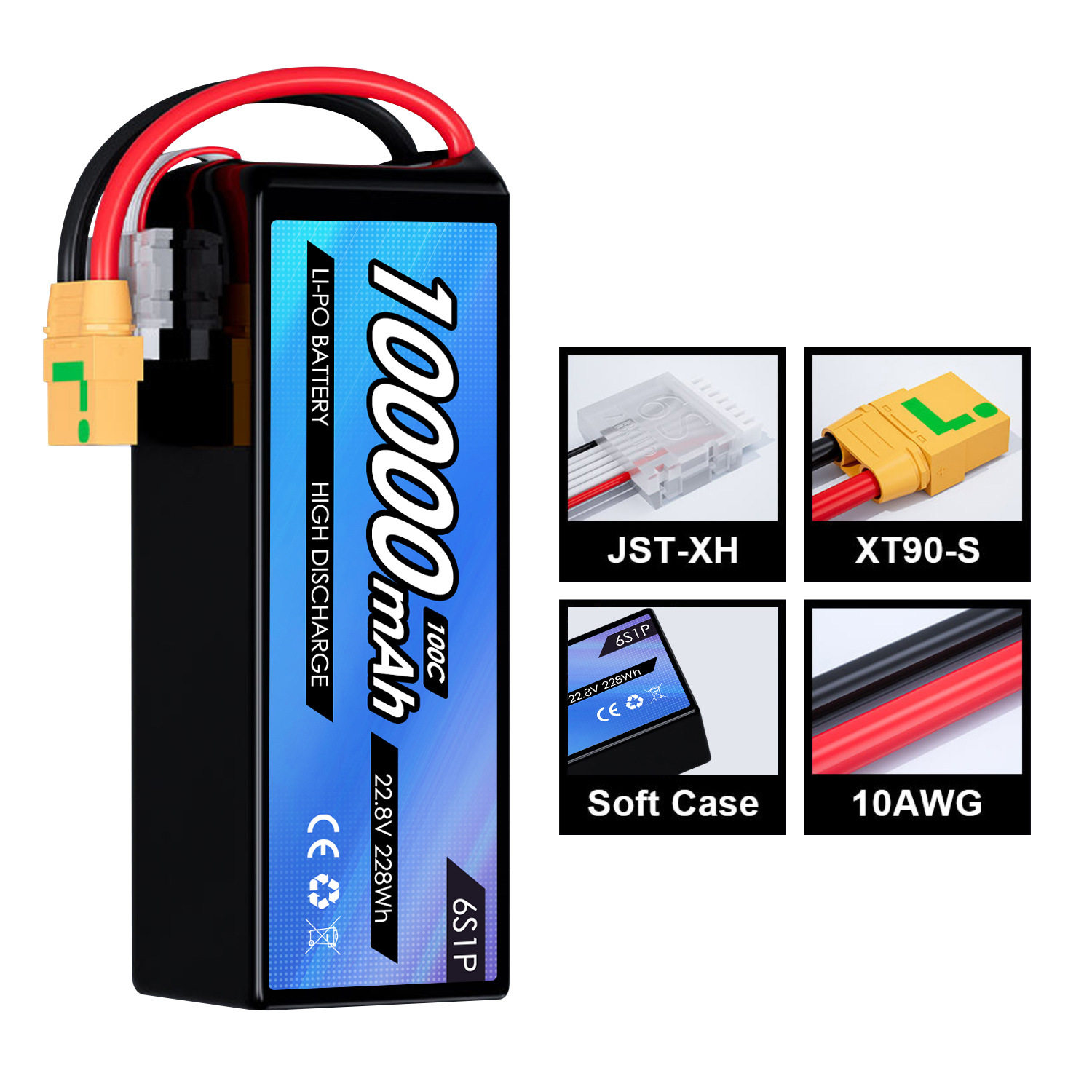 适用于无人机电池6S22.8V10000mAh100C高性能专业无人机飞行器