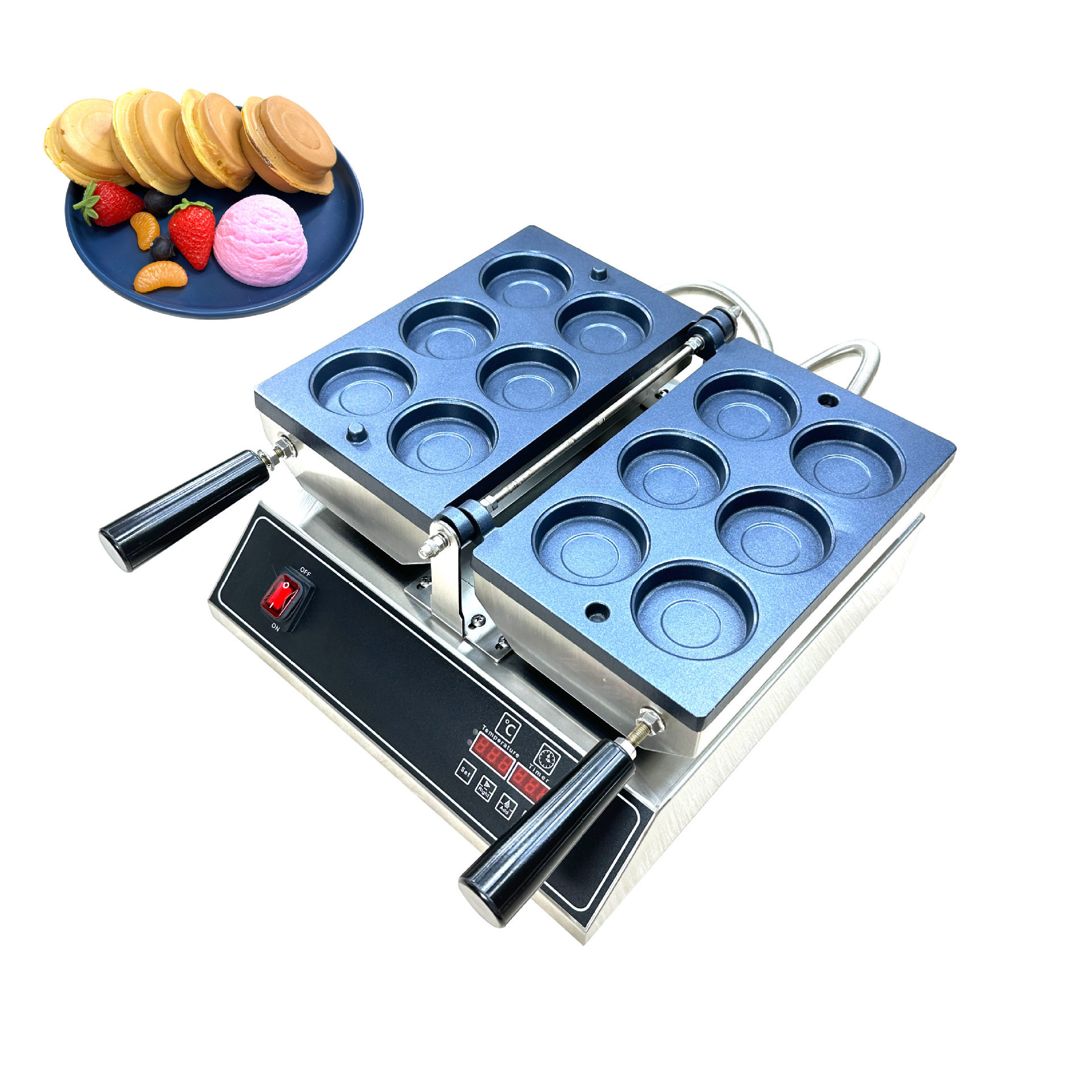 广州首飞商用电热红豆饼鸡蛋汉堡肉蛋饼台湾车轮饼翻转式小吃机