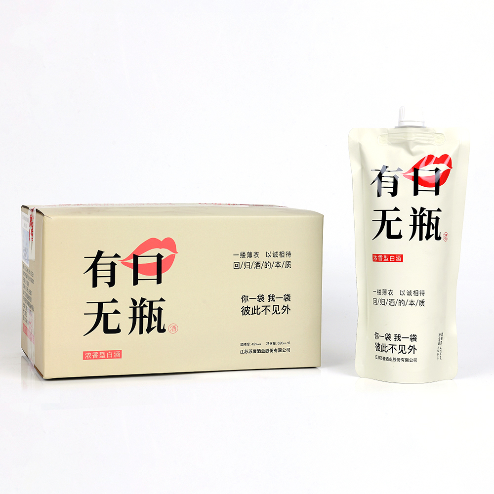 苏誉·有口无瓶 浓香型白酒整箱6袋纯粮食酒口粮酒42度520ml