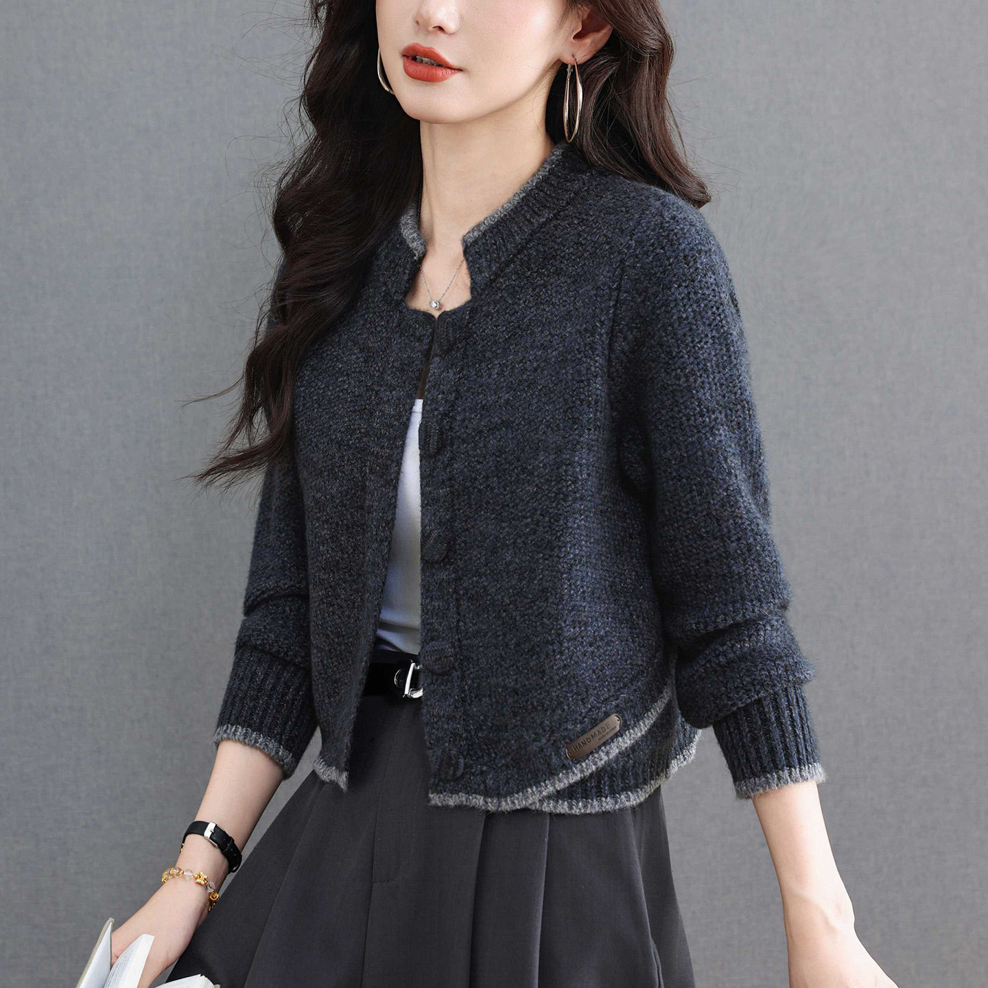 高级感立领针织开衫女春