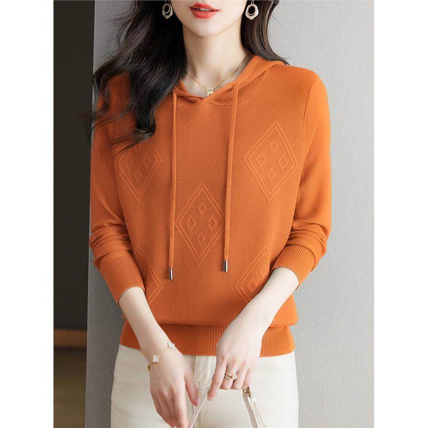 早秋连帽卫衣女春秋薄款2025新款爆款长袖上衣短款针织衫秋季帽衫
