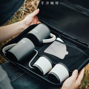 B手冲咖啡咖啡备杯露营便携旅行不锈钢组合装 户外折叠o inco滤套装